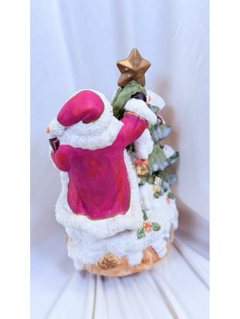 Santa Claus Decorating Tree Musical Figurine O Christmas Tree Ceramic 8